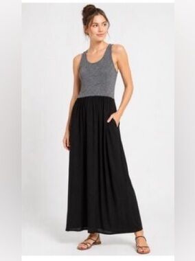 Lou & Grey  Maxi Tank Dress in Gray and Black